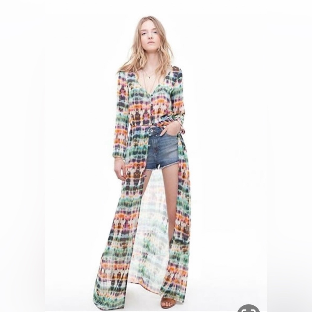 NWT Bohemian Long Jacket Shirt Coverup Duster Size Large Zoe Baer Women’s
